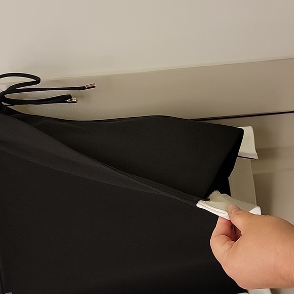 Black and White Halston Skirt Faux Wrap with Side Tie Size Large EUC Unlined - Picture 2 of 7